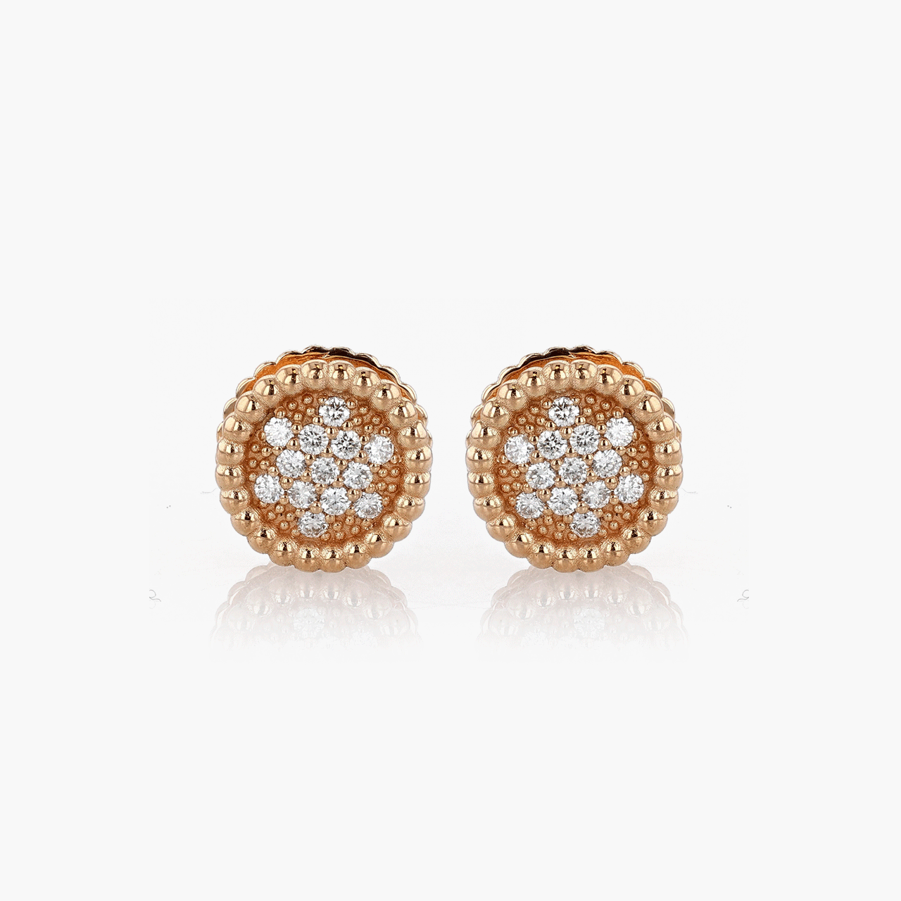 Rose Gold and Diamond Vintage Inspired Button Earrings