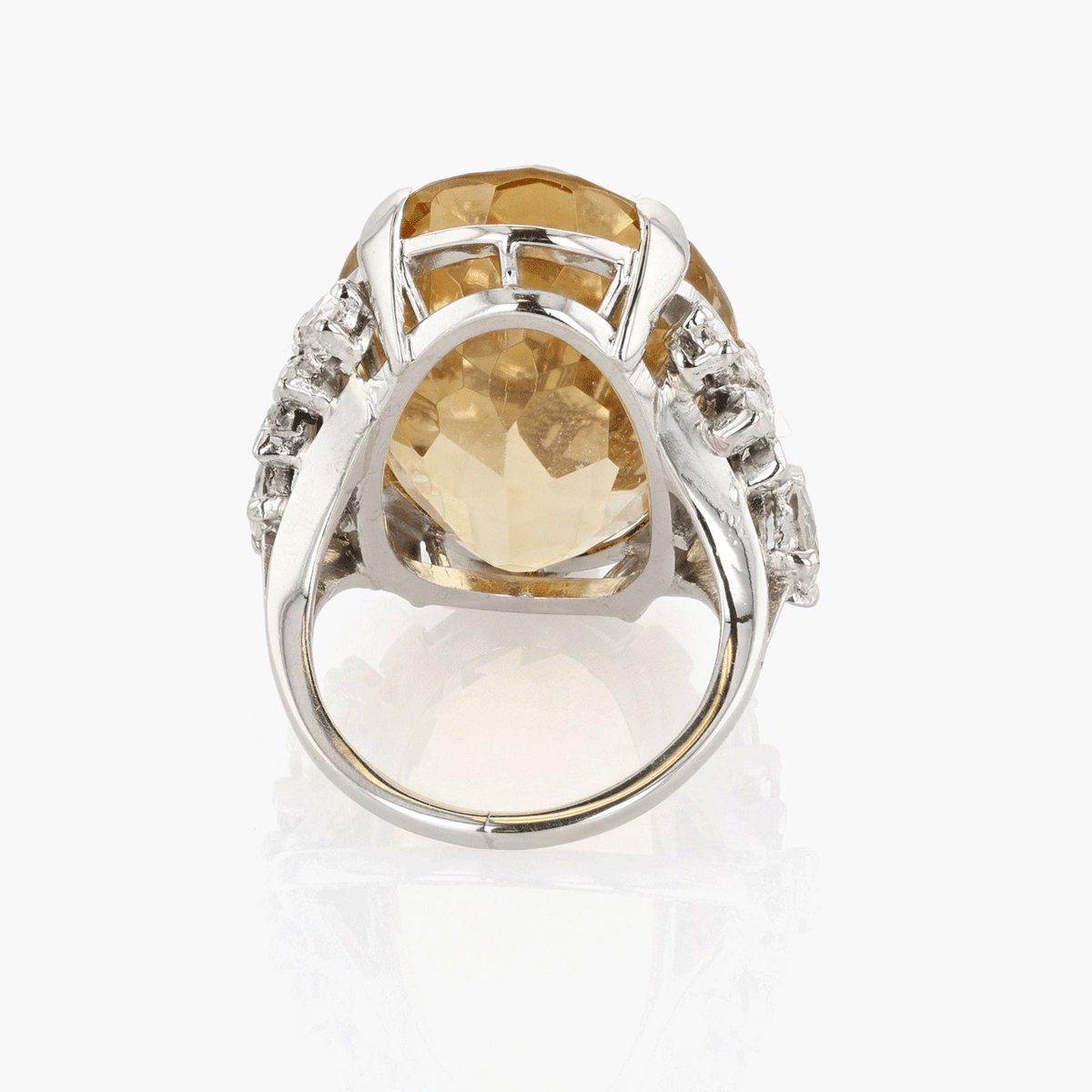 Platinum, Citrine, and Diamond Cocktail Ring