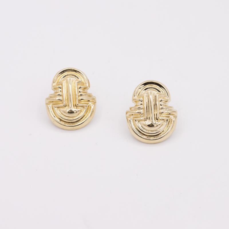 14k Yellow Gold Geometric Shield Earrings