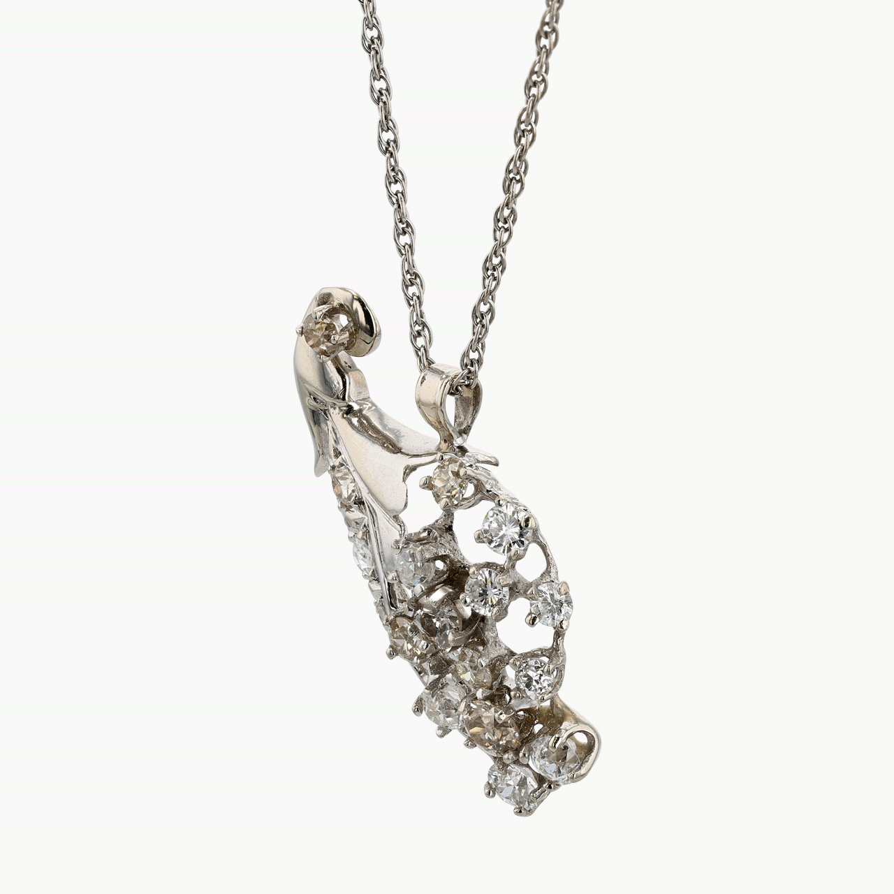 White Gold and Diamond Cornucopia Spray Pendant