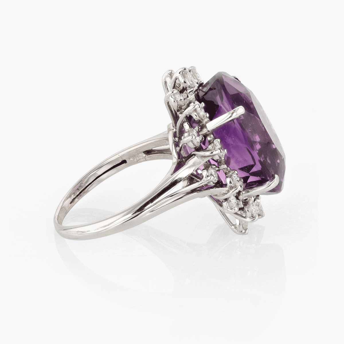 White Gold, Amethyst, and Diamond Ring