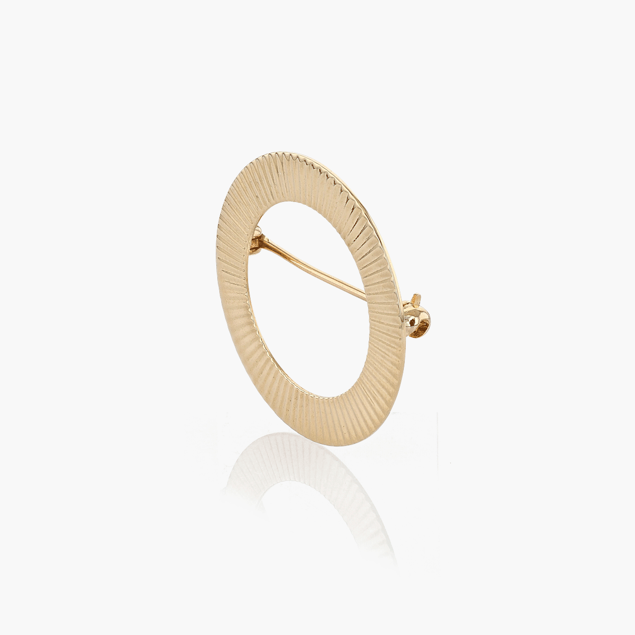 Gold Engine Turned Circle Brooch