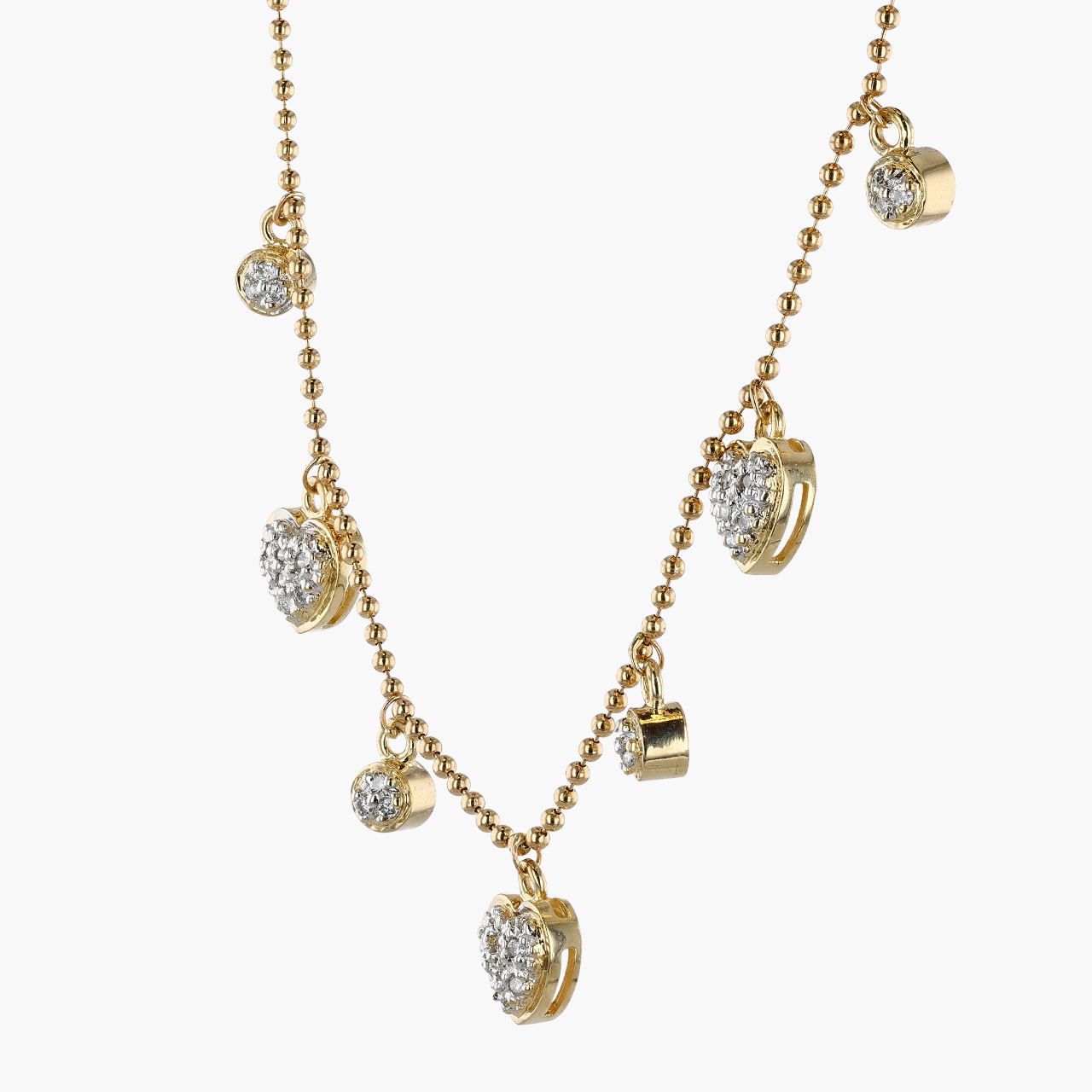 Gold and Diamond Beaded Chain Station Necklace