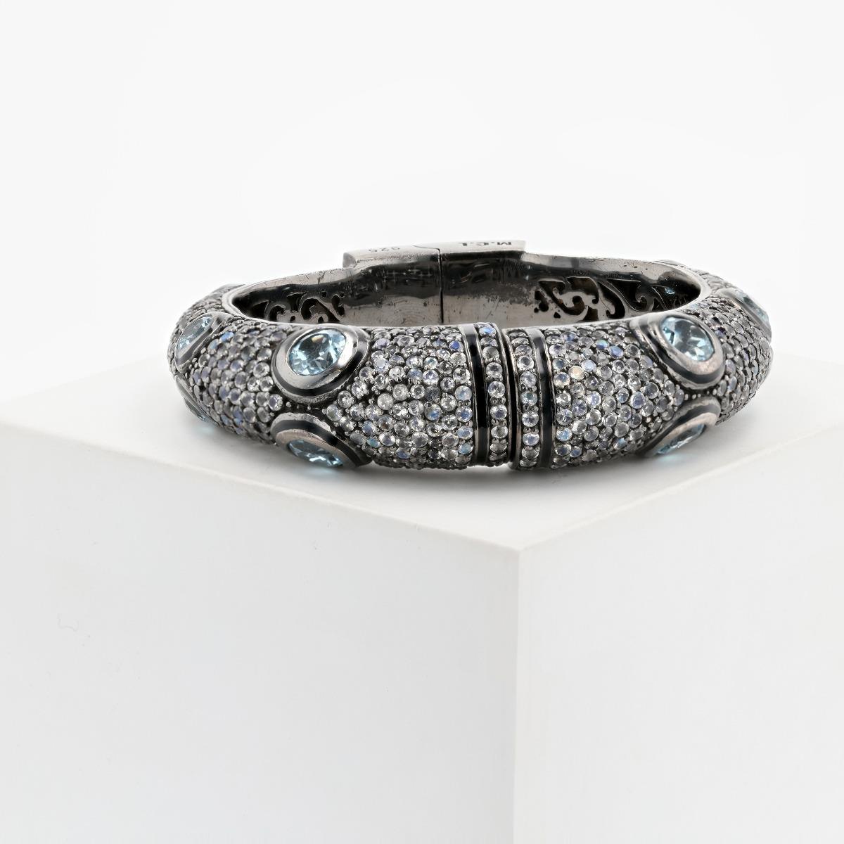 Matthew Campbell Laurenza Sterling Silver Topaz & Sapphire Bangle