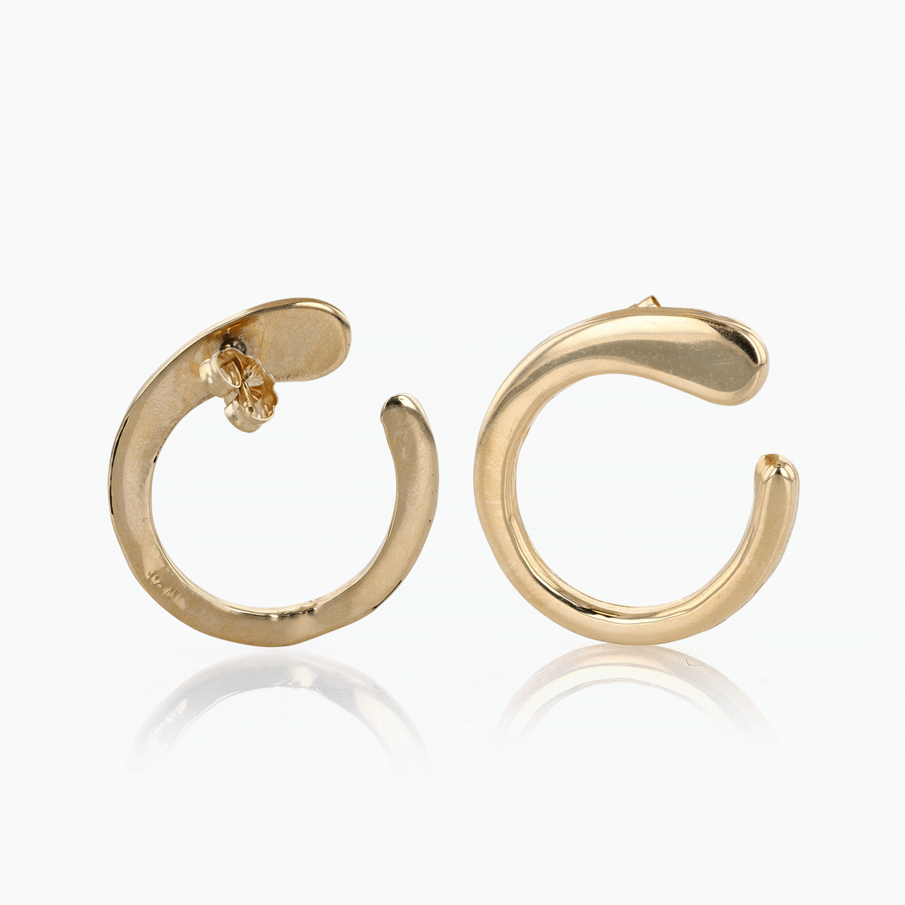 Gold High Polish Circle Swirl Earrings