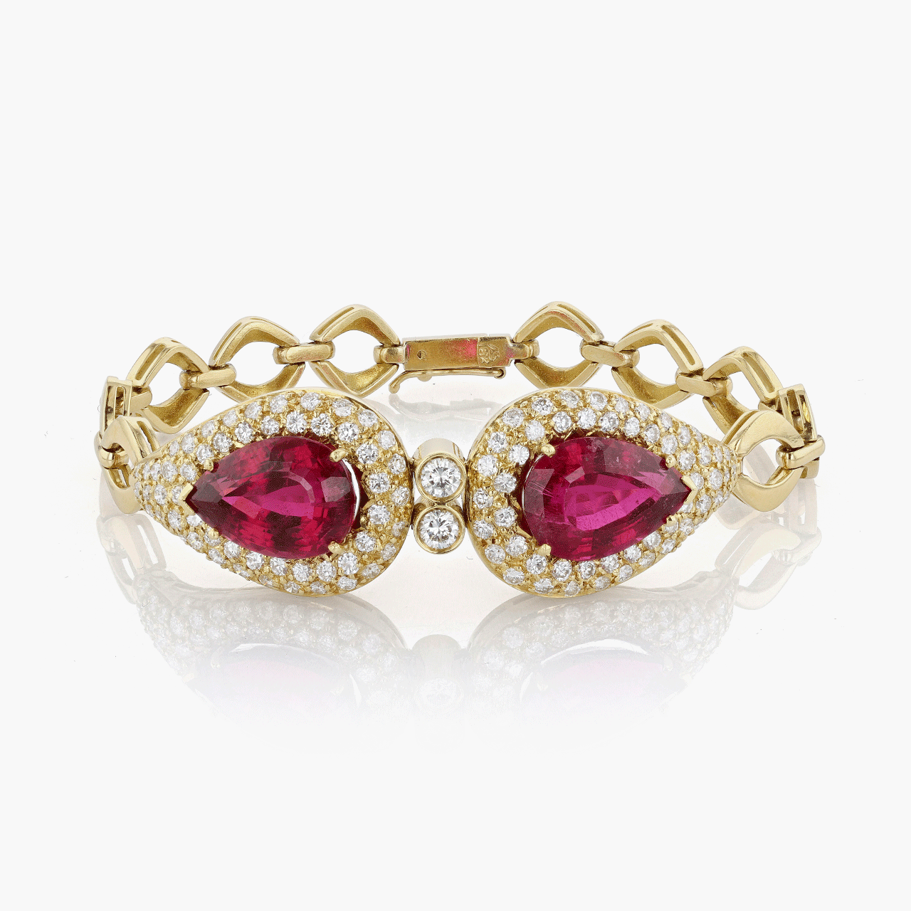 Gold, Diamond, and Rubellite Bracelet