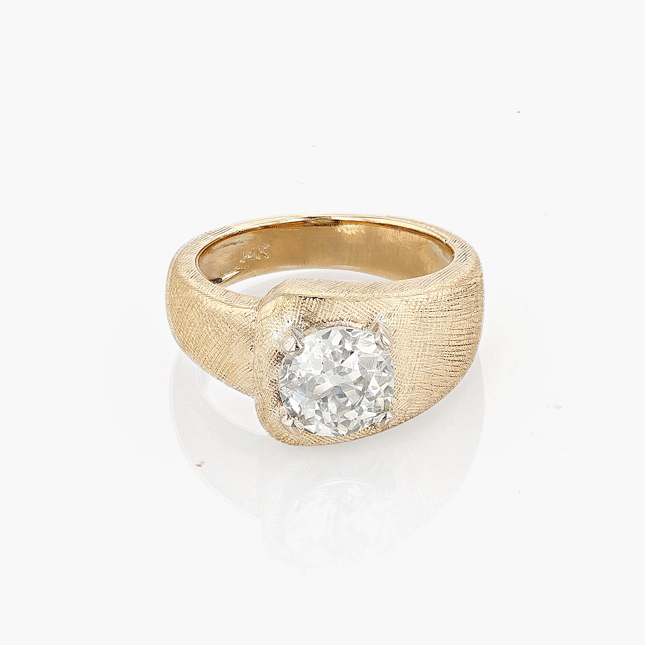 14k Yellow Gold and Old Mine Cut Diamond Ring