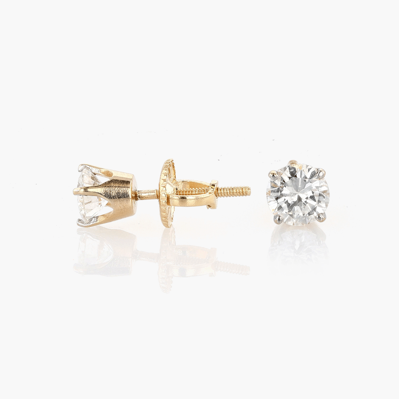 Gold and Diamond Stud Earrings
