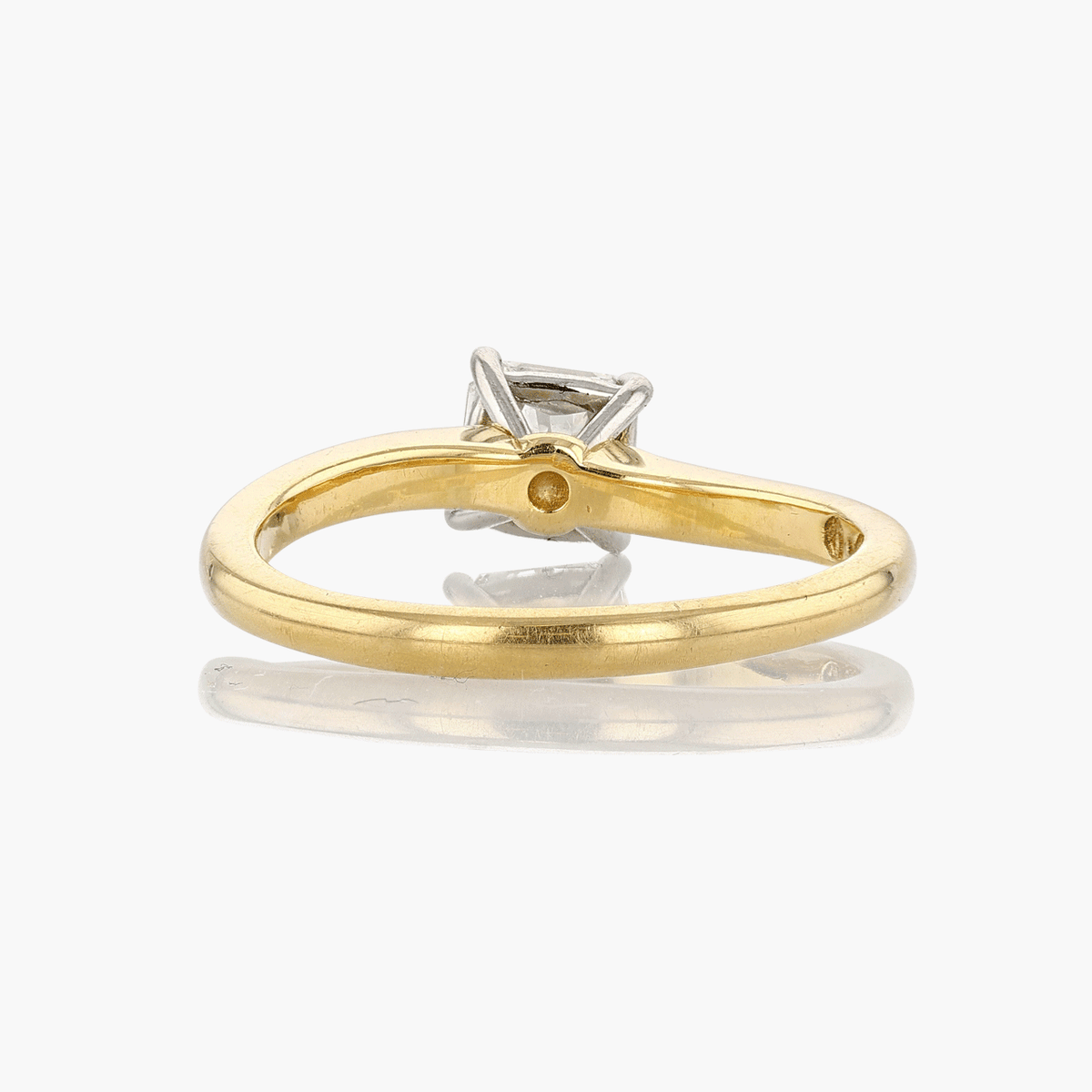 Vintage Platinum & 18Kt Radiant Cut Diamond Ring