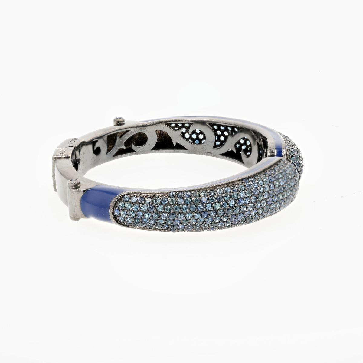 Matthew Campbell Laurenza Sterling Silver Blue Enamel Bangle