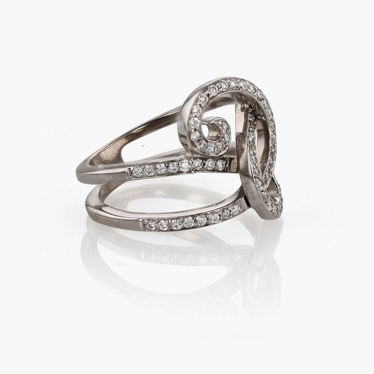 White Gold and Diamond Free Form Ring