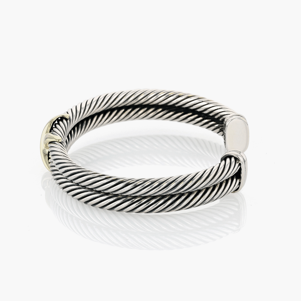 Silver and Gold David Yurman X-Motif Cuff Bracelet