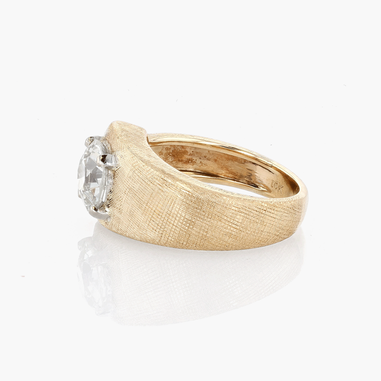 14k Yellow Gold and Old Mine Cut Diamond Ring