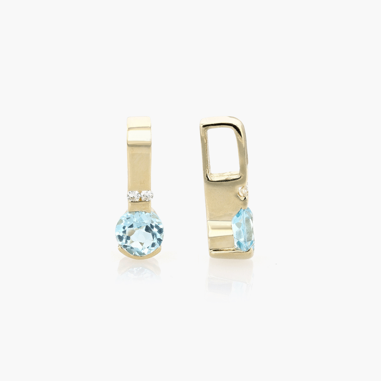 Gold and Blue Topaz Necklace Slide Pendant