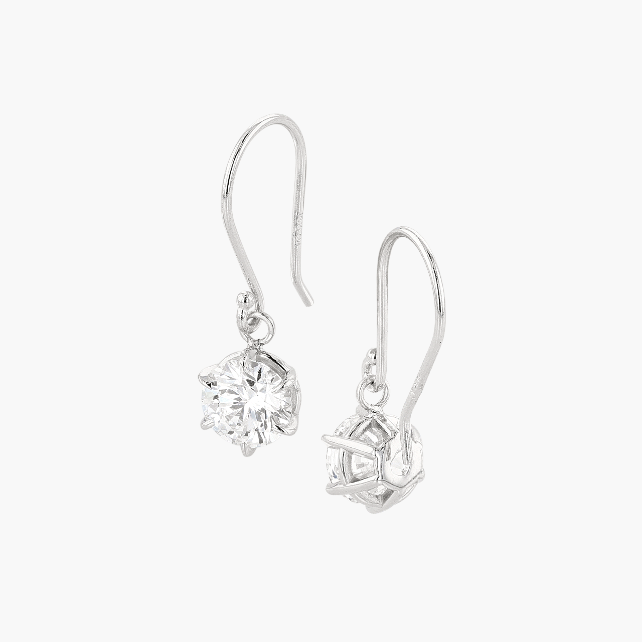 14k White Gold and Diamond Solitaire Drop Earrings