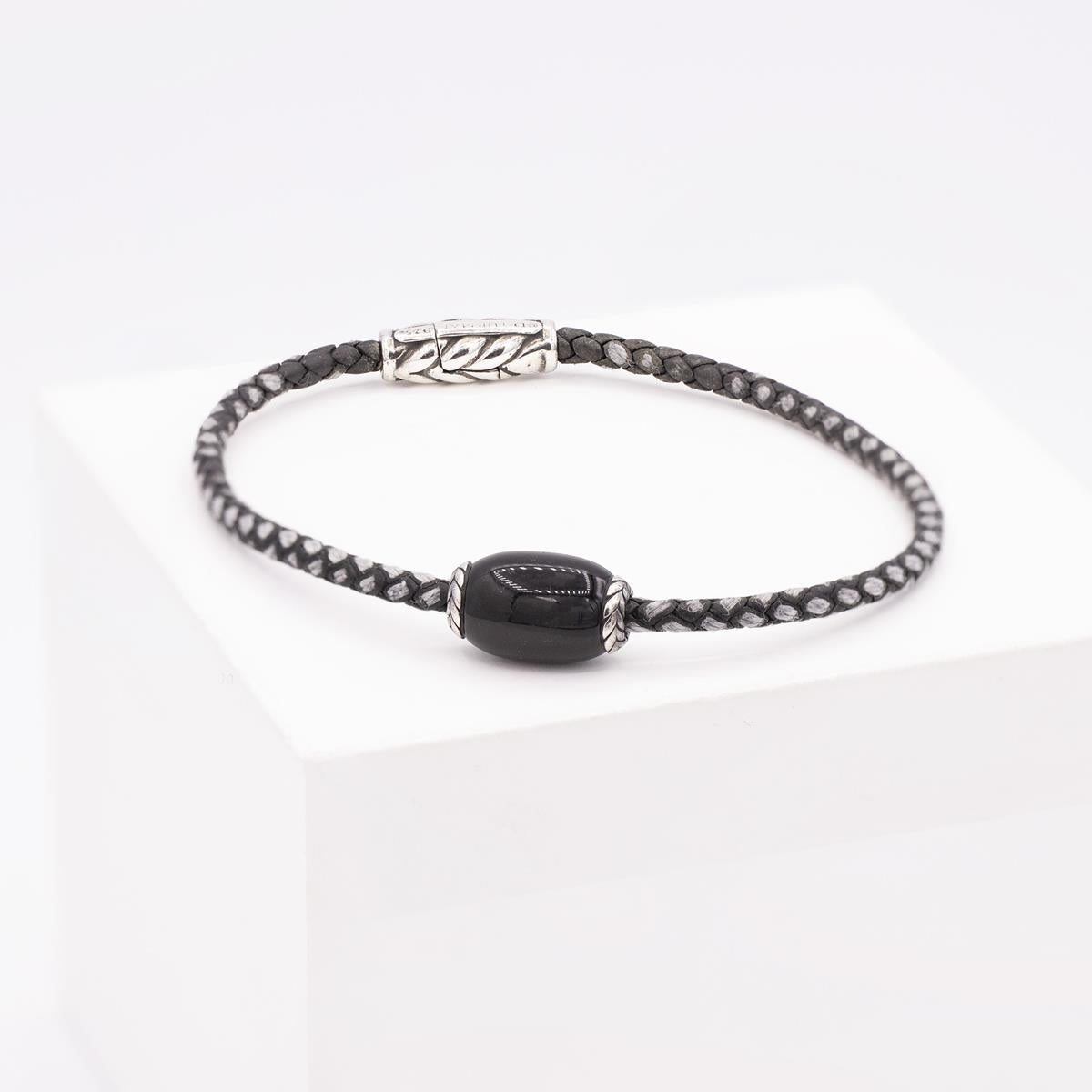 Vintage David Yurman Chevron Sterling Silver Cord With Onyx