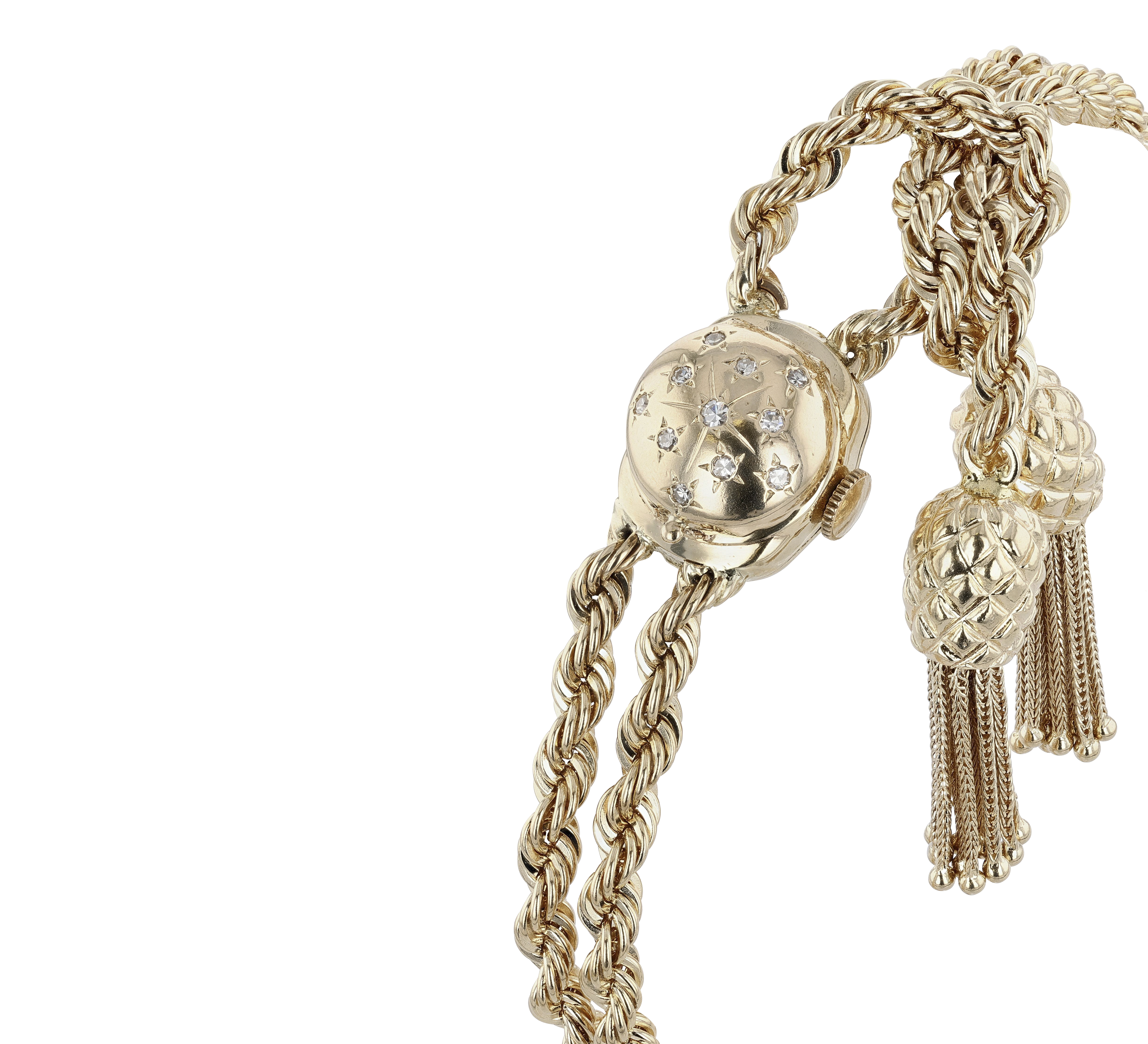 Retro Gold and Diamond Tassel Bracelet Watch