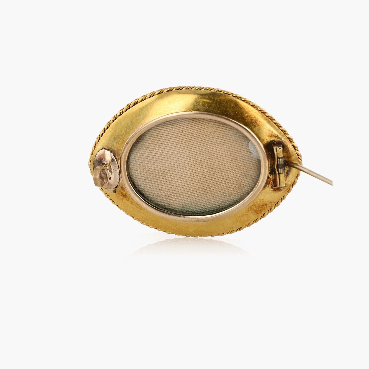 Victorian Gold Navette Mourning Brooch