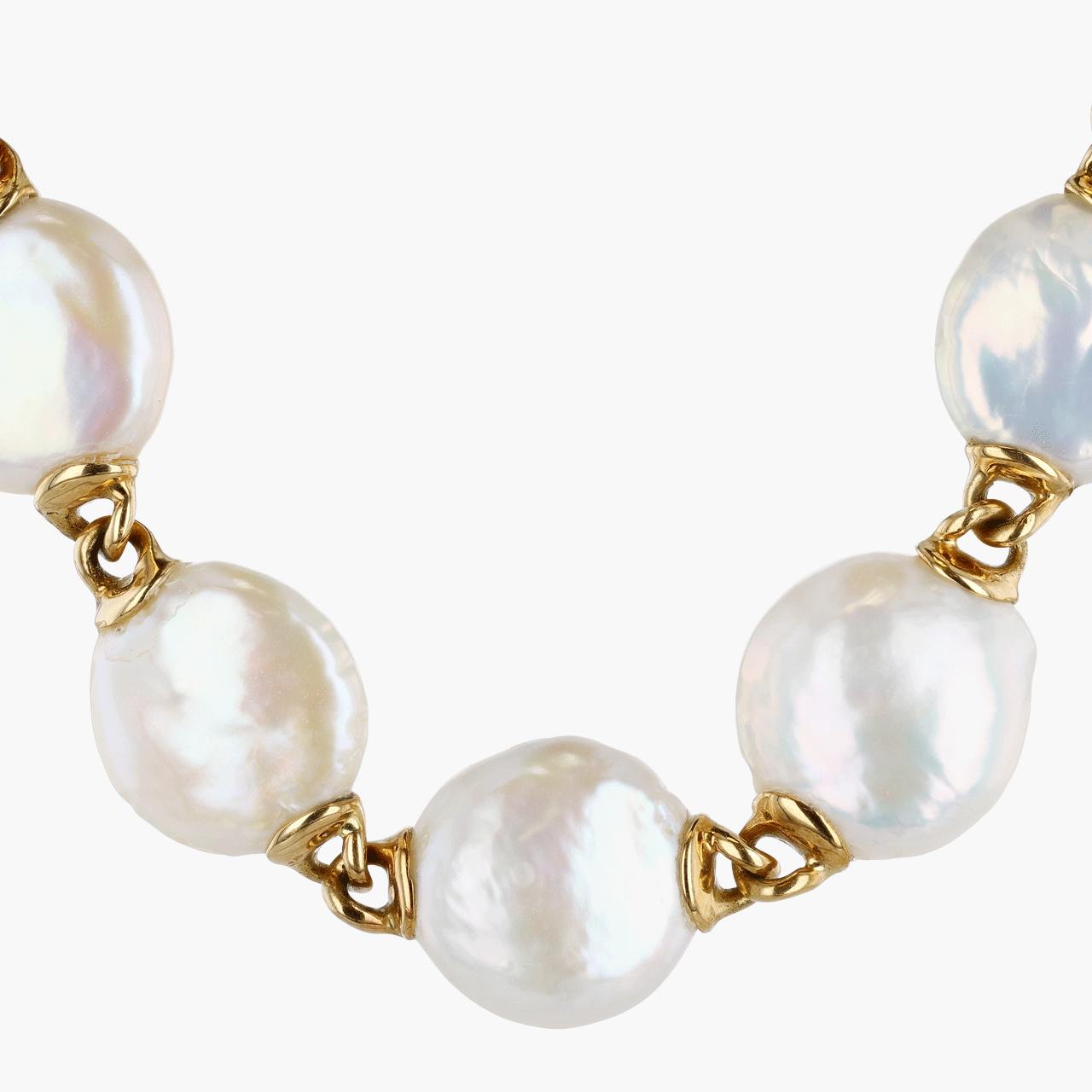 Gold and Coin Pearl Yvel Biwa Necklace