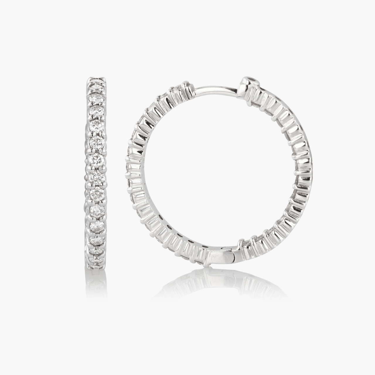Roberto Coin White Gold and Diamond Hoops