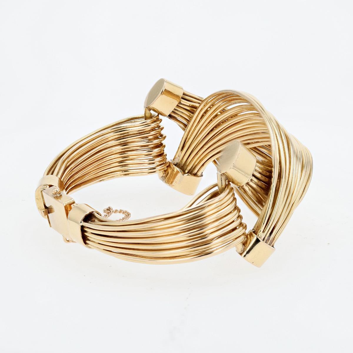 18k Yellow Gold Wire Wrap Bracelet Circa 1950's