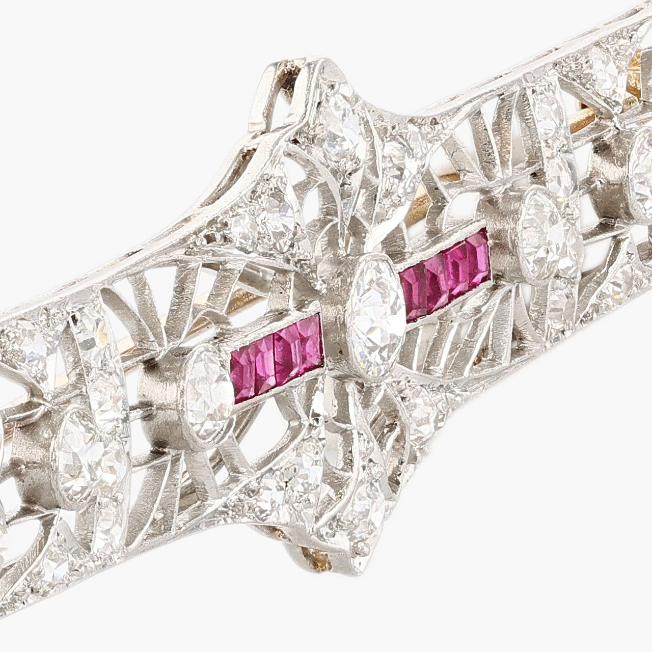 Vintage Platinum and 14k Gold Art Deco Pin