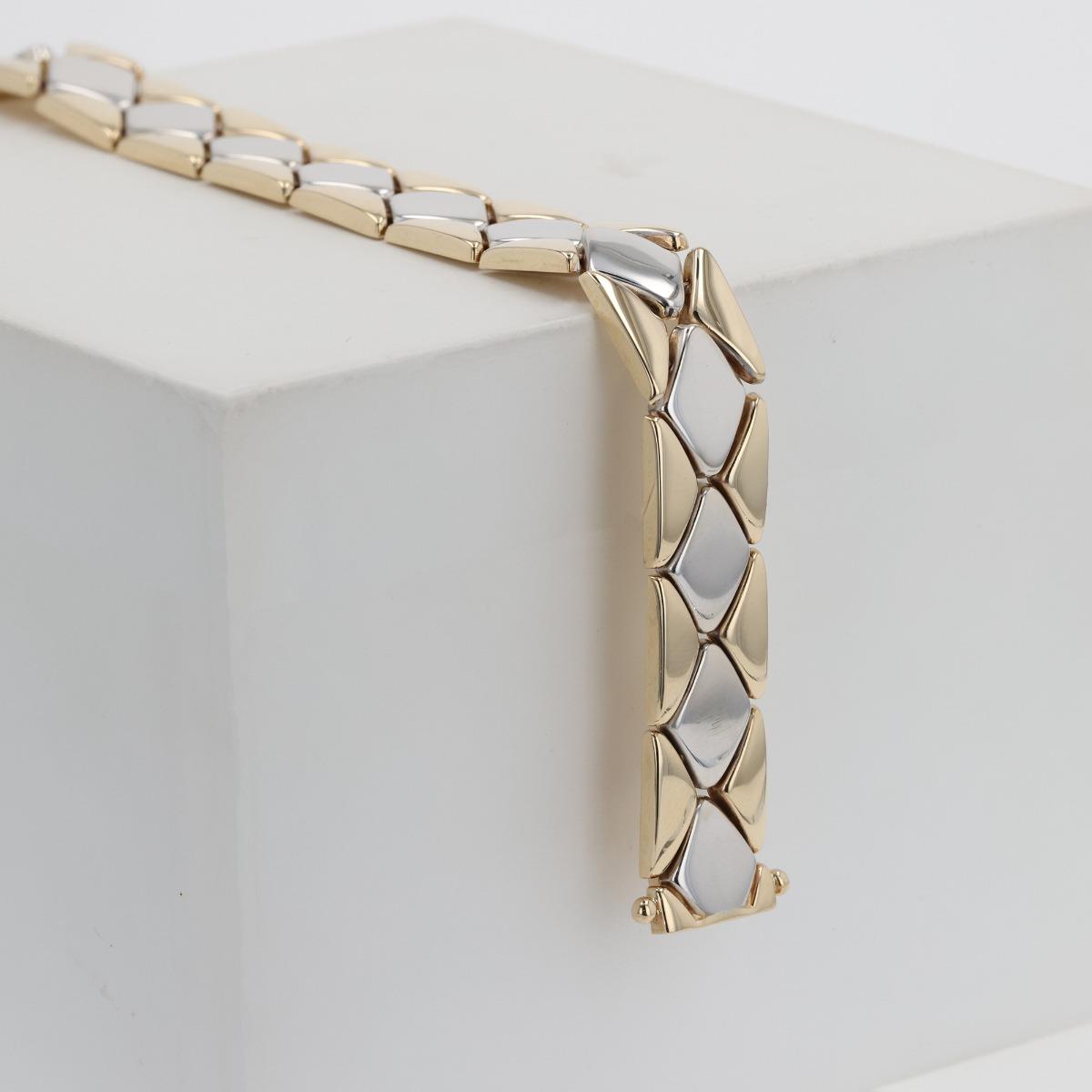 14KT Gold Two Tone Geometric Bracelet