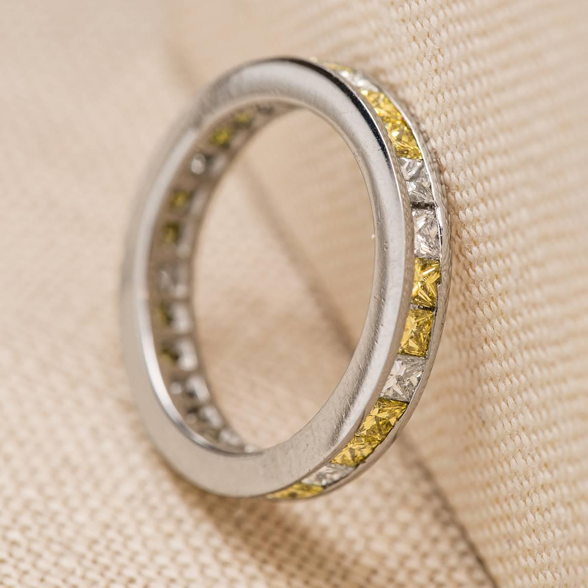 Platinum Fancy Yellow & Diamond Band