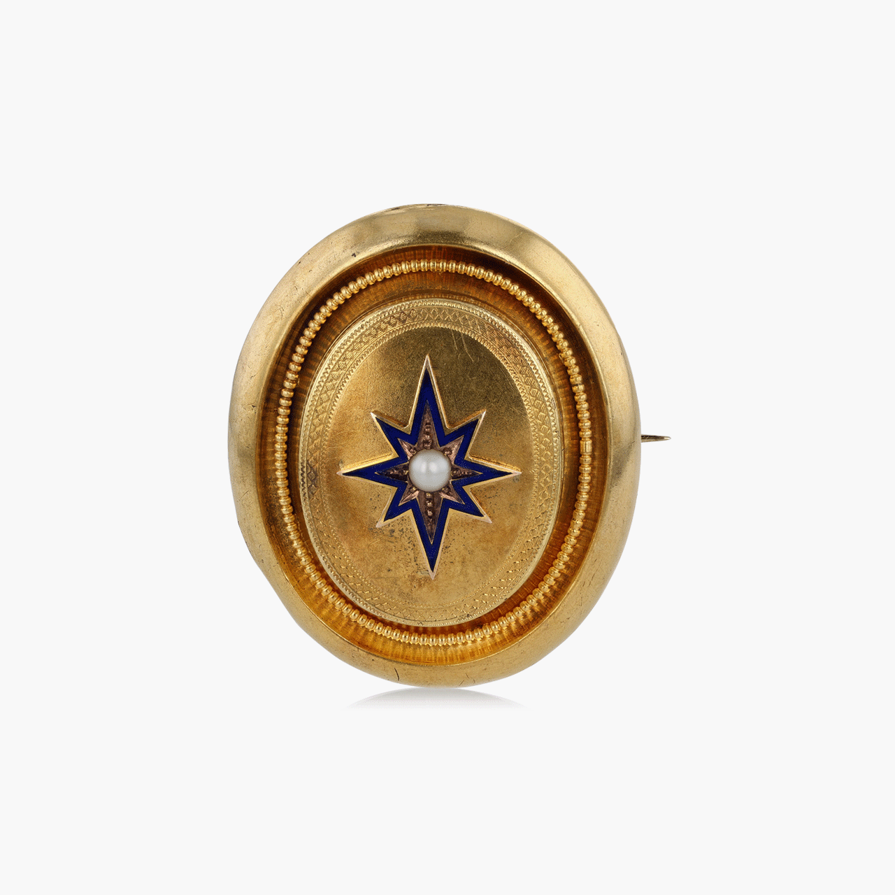 Antique Gold, Pearl, and Enamel Brooch