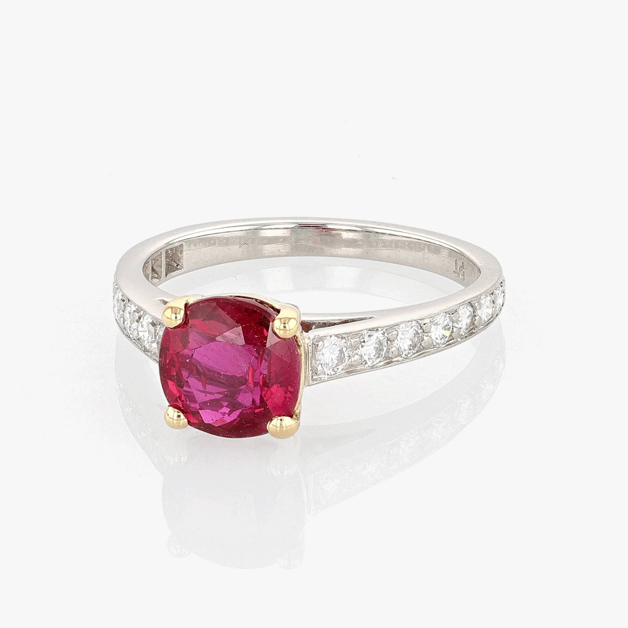 Platinum, Gold, Ruby, and Diamond Ring