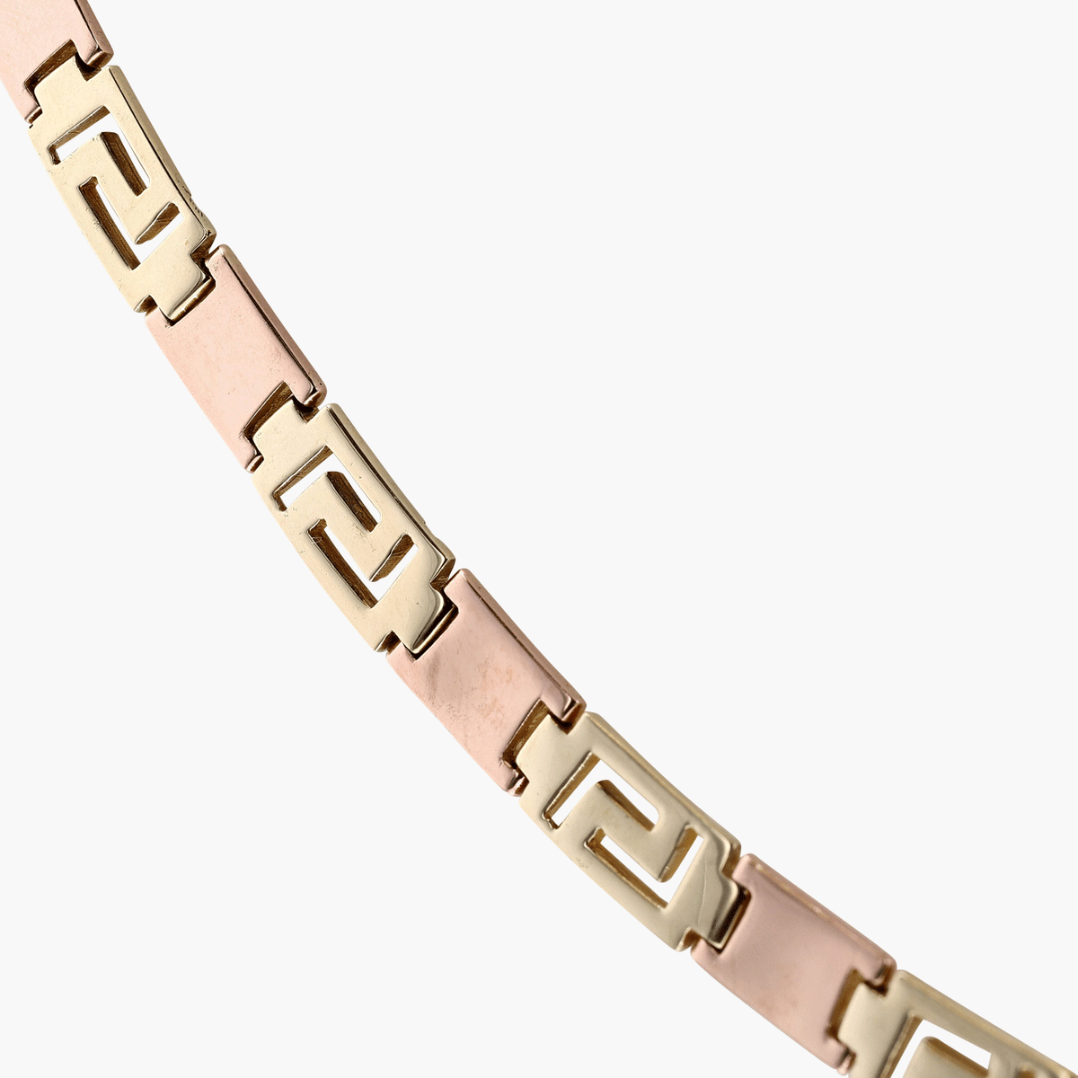 14k Gold Greek Key Motif Necklace and Bracelet