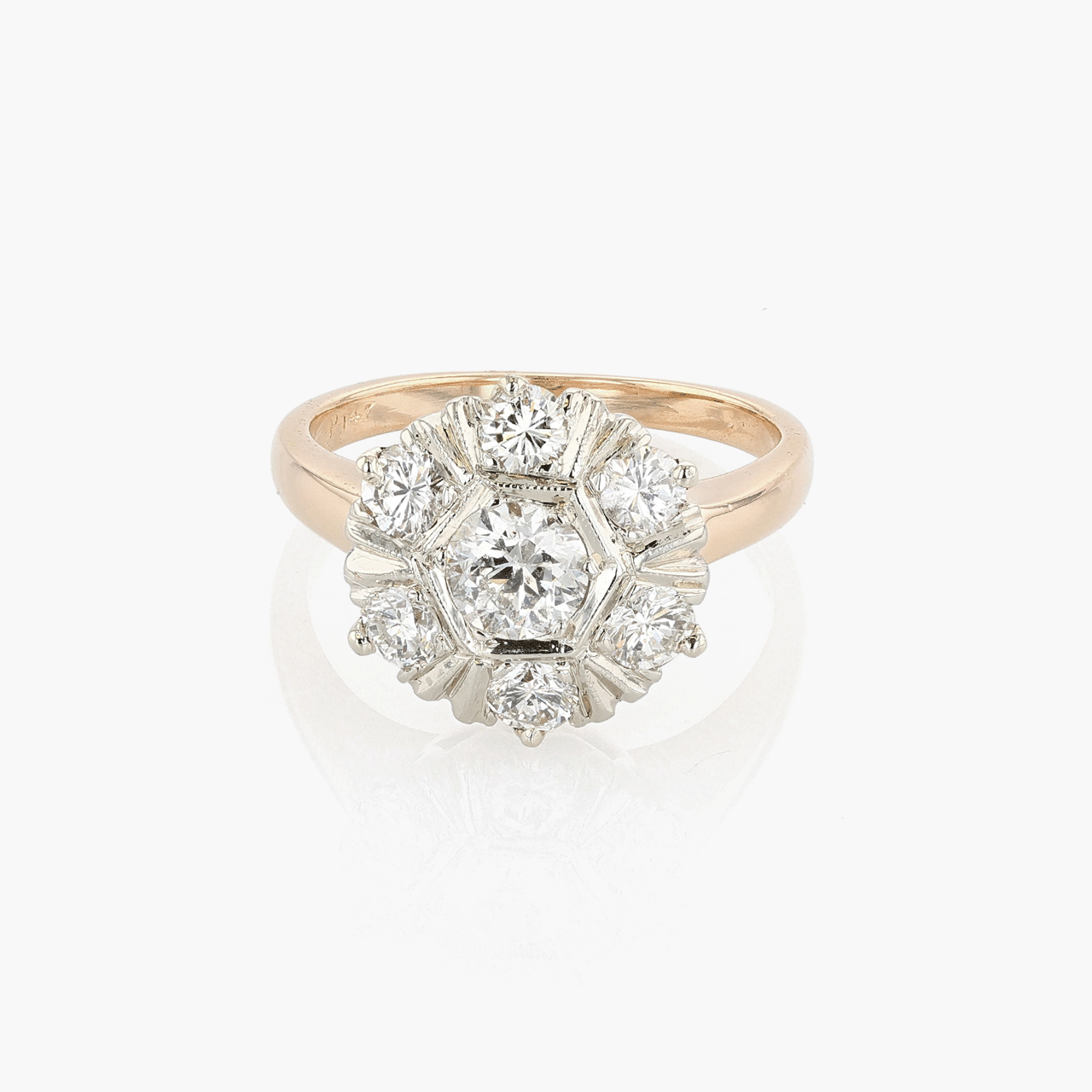Gold and White Gold Diamond cluster ring