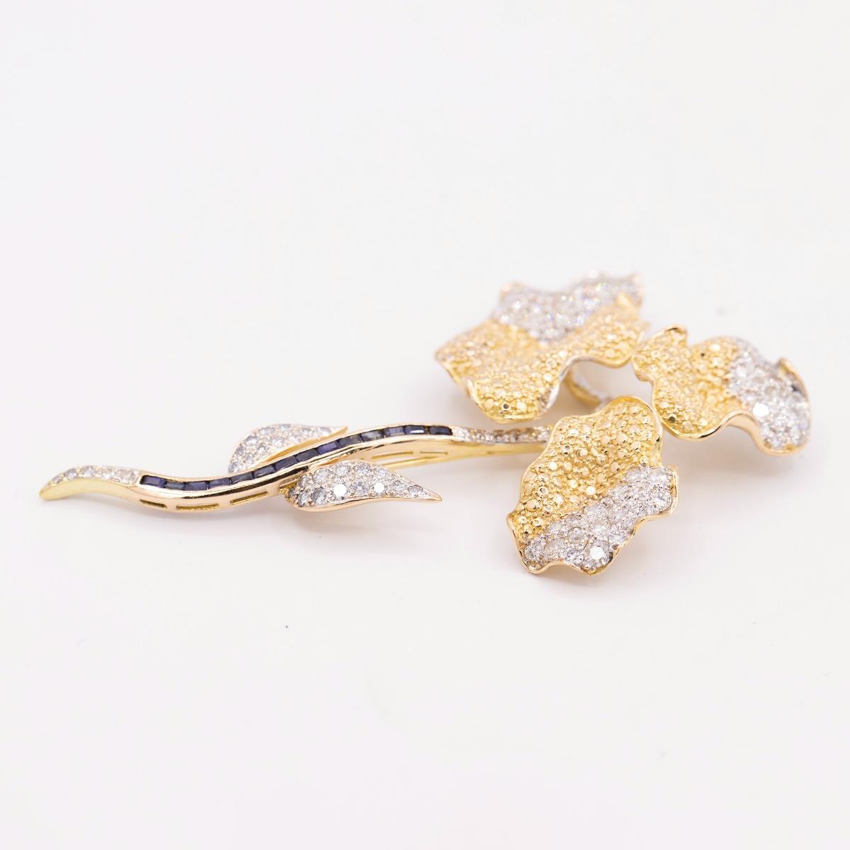 Floral Brooch W/ Pave Set Petals