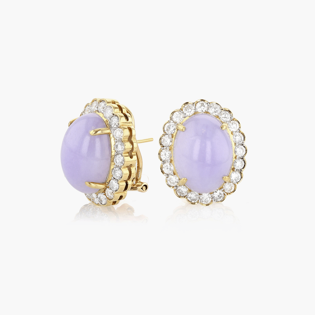 Gold, Diamond, and Lavender Jade Earrings