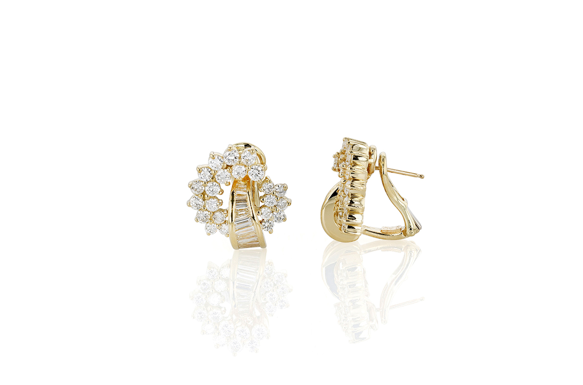 Jose Hess Gold and Diamond Cluster Earrings