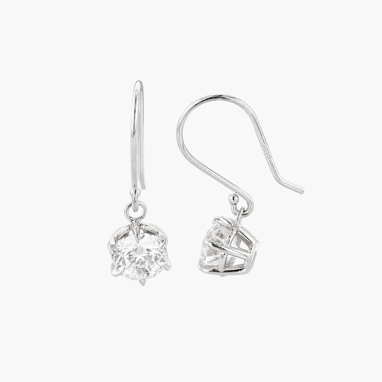 14k White Gold and Diamond Solitaire Drop Earrings