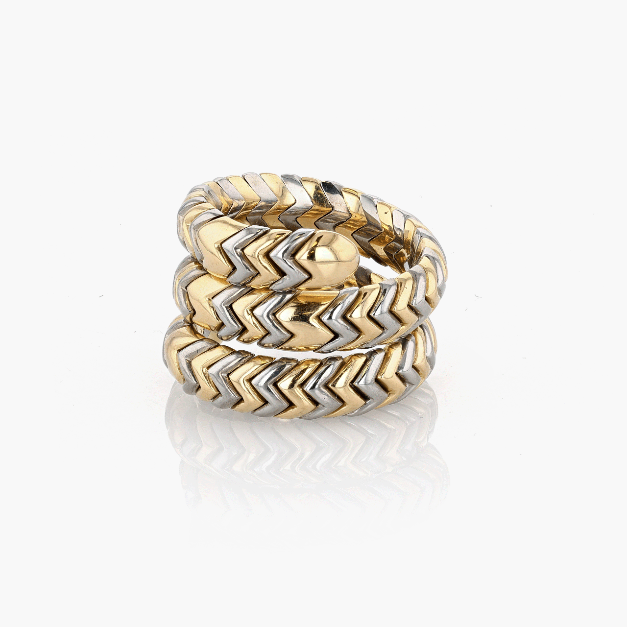 Bulgari Gold and Steel Spiga Wrap Ring