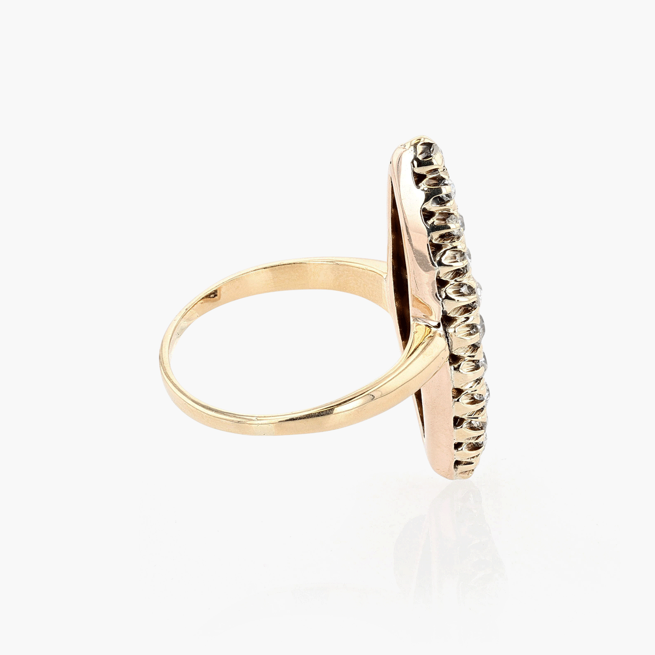 Gold and Rose Gold Victorian Navette Ring