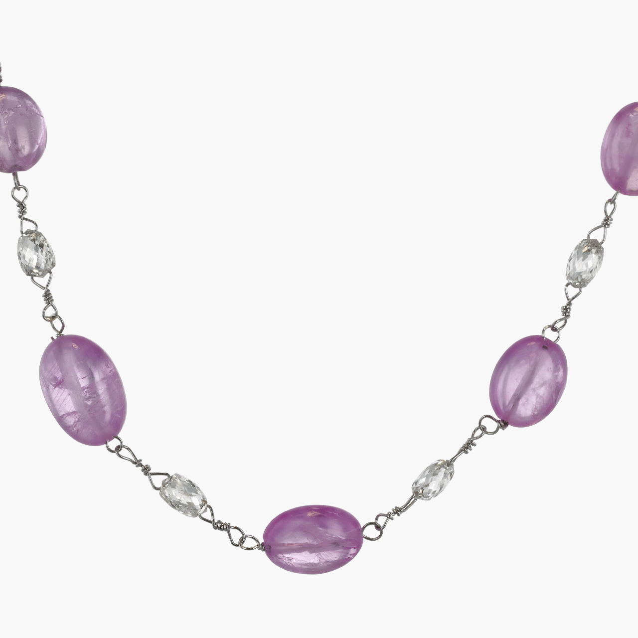 Platinum, Pink Sapphire, adn Diamond Station Necklace