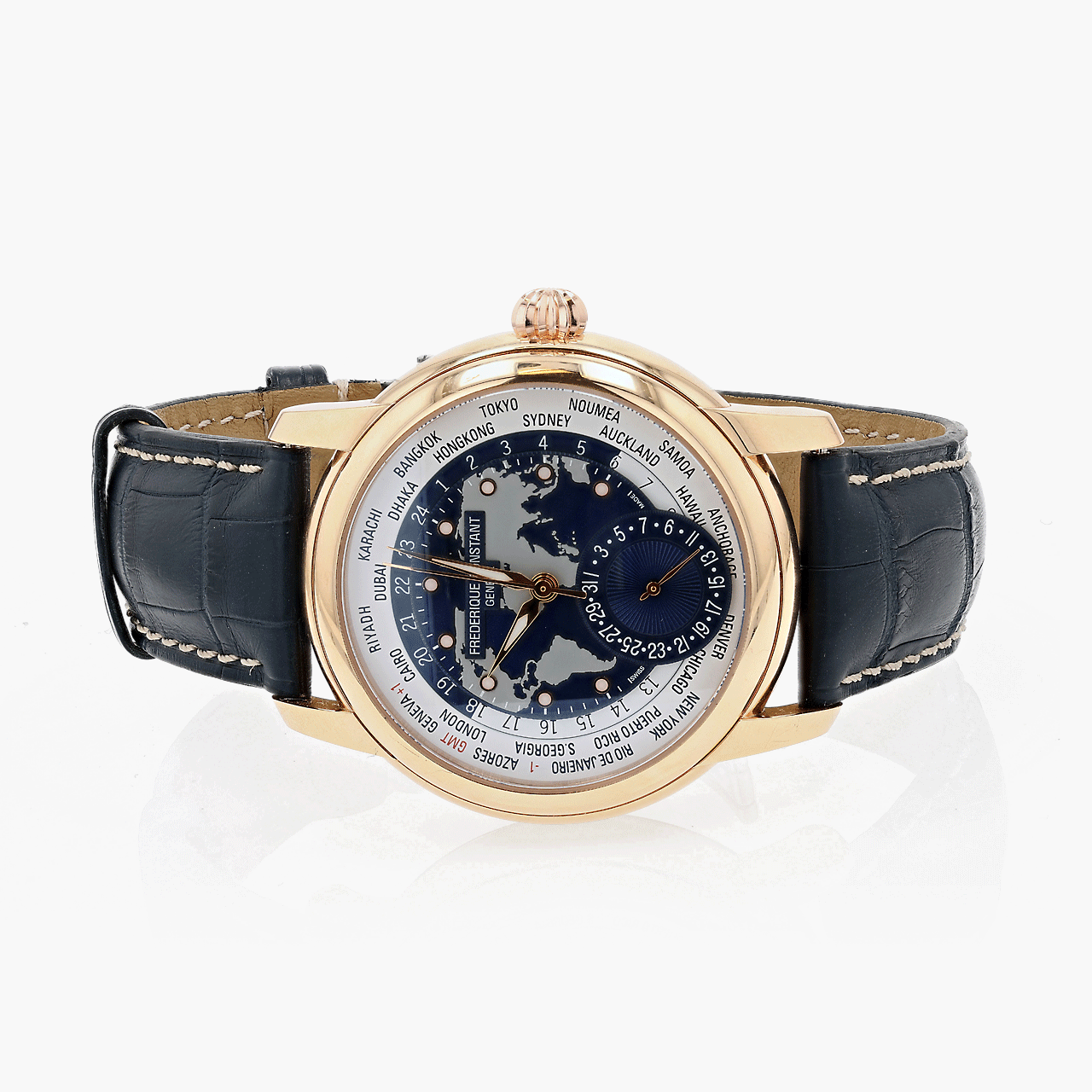 Vintage 18K Rose Gold Frederique Constant World Time