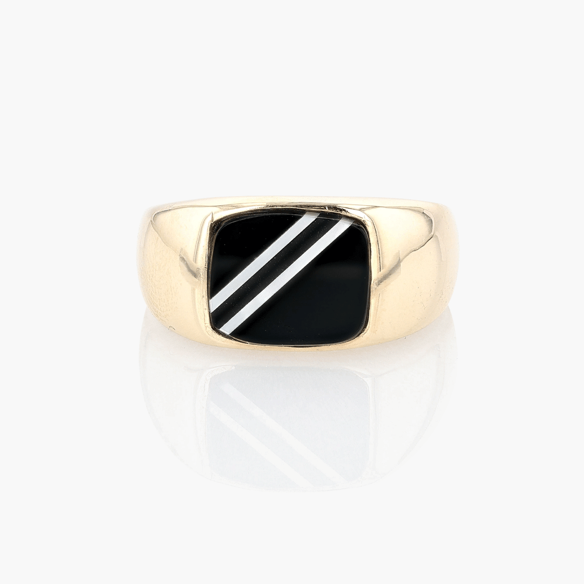 10k Yellow Gold and Black Onyx Signet Ring Ca1950's