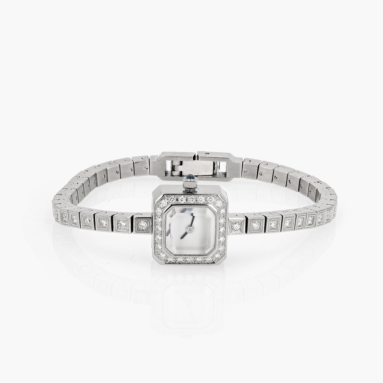 Stainless Steel Corum Sugar Cube with Diamond Bracelet