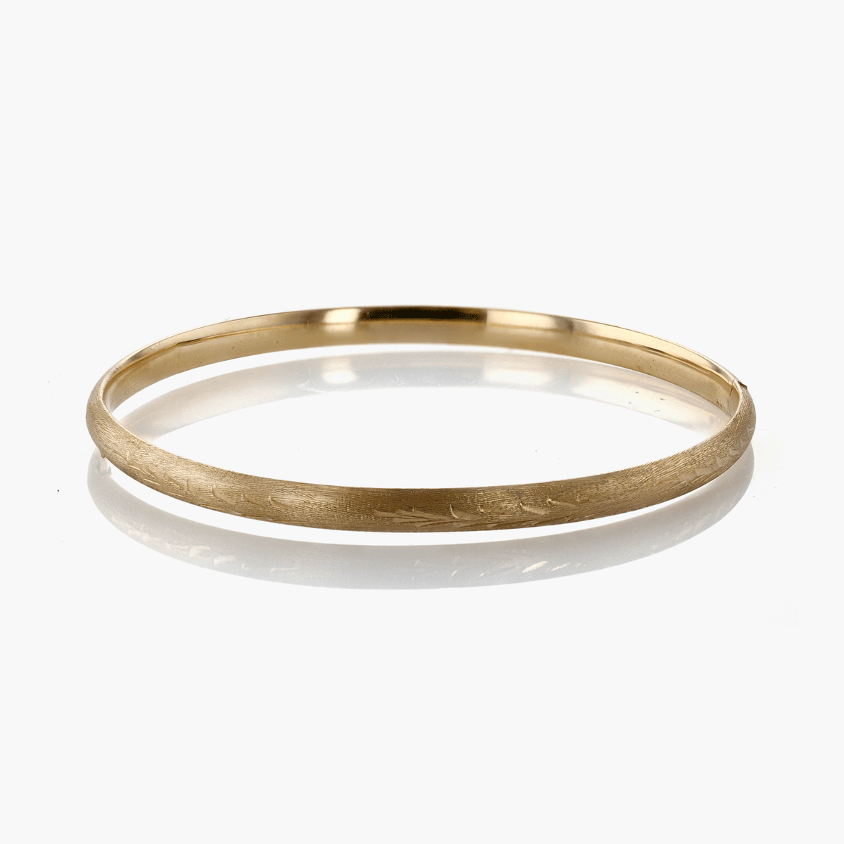 Gold Engraved Hinged Bangle