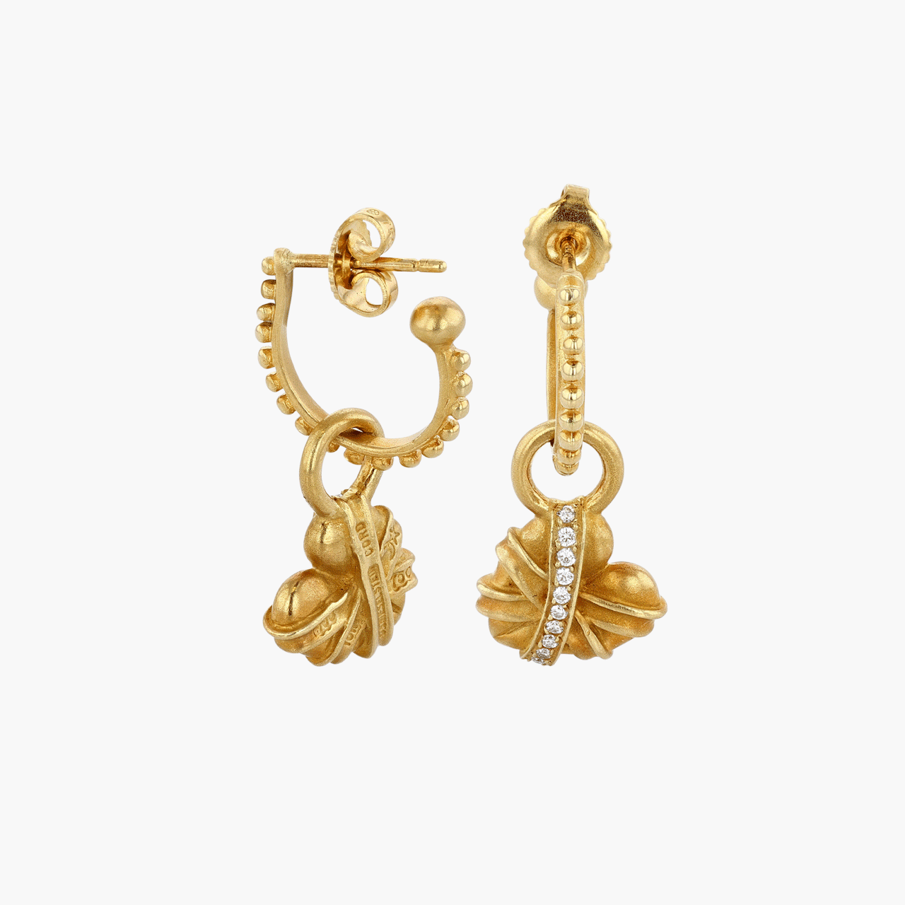 18k Gold Barry Keiselstein Cord Heart Earrings Circa 1998