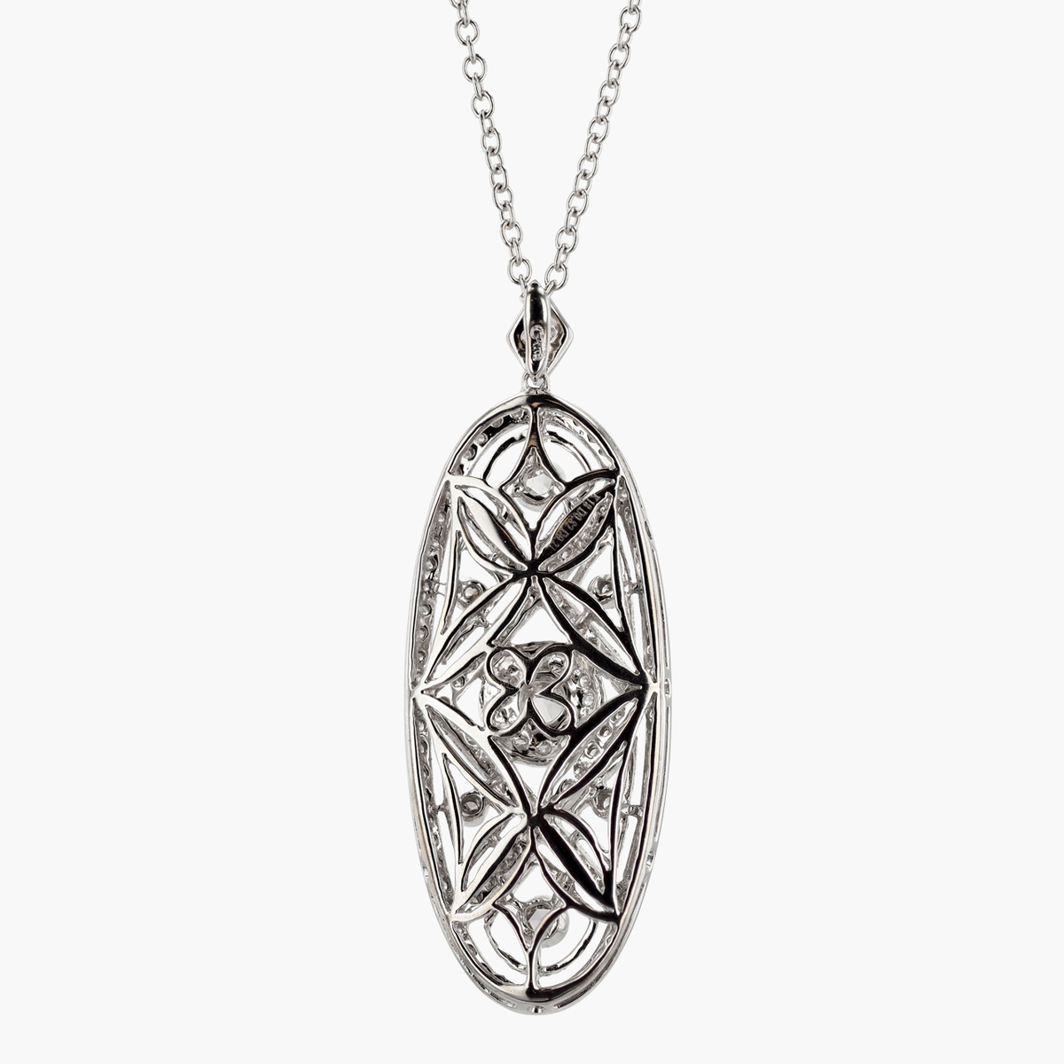 Gold and Diamond Antique Inspired Pendant Necklace