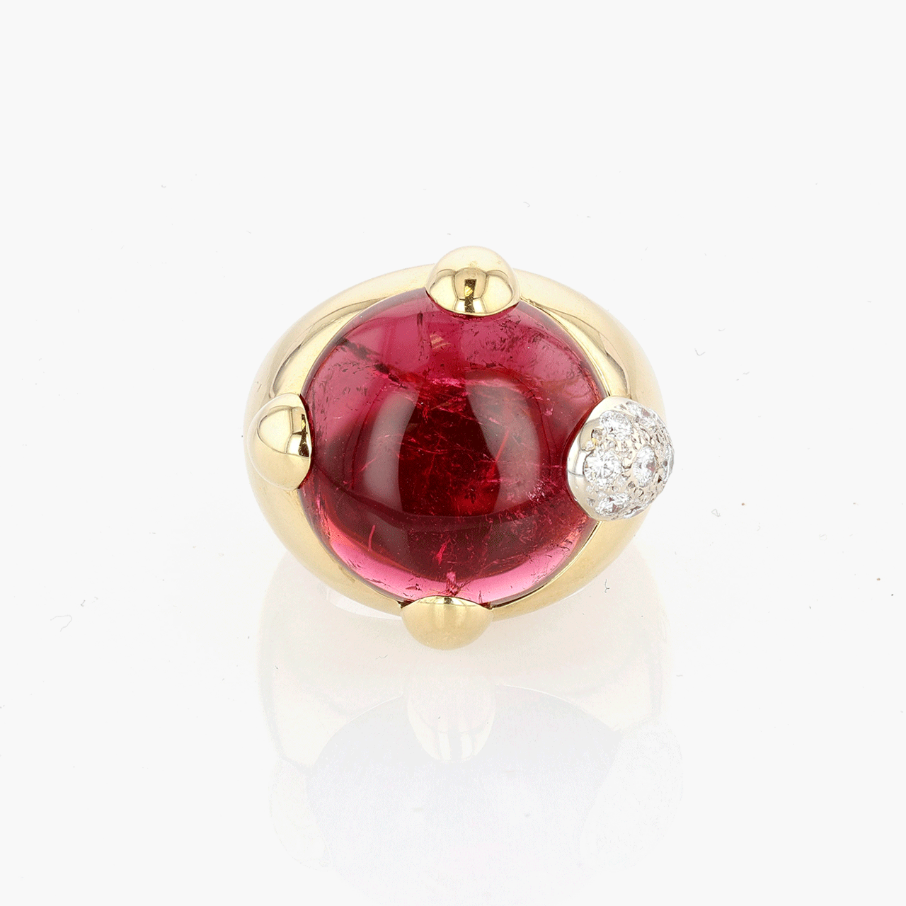 Pomellato Gold, Pink Tourmaline, and Diamond Griffe Ring