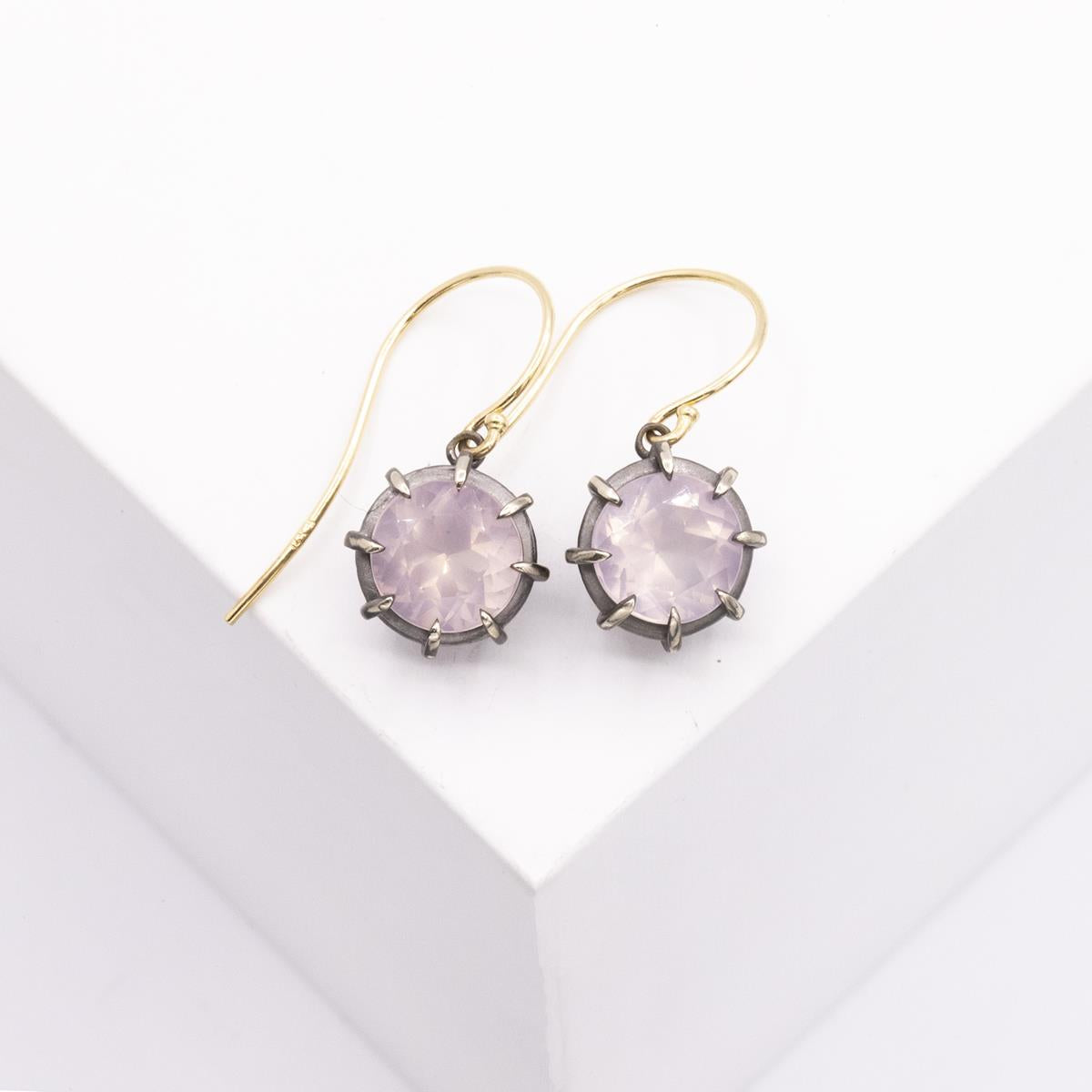 Gemma Collection 14KT Gold Rose Quartz Kidney Back Drop Earrings