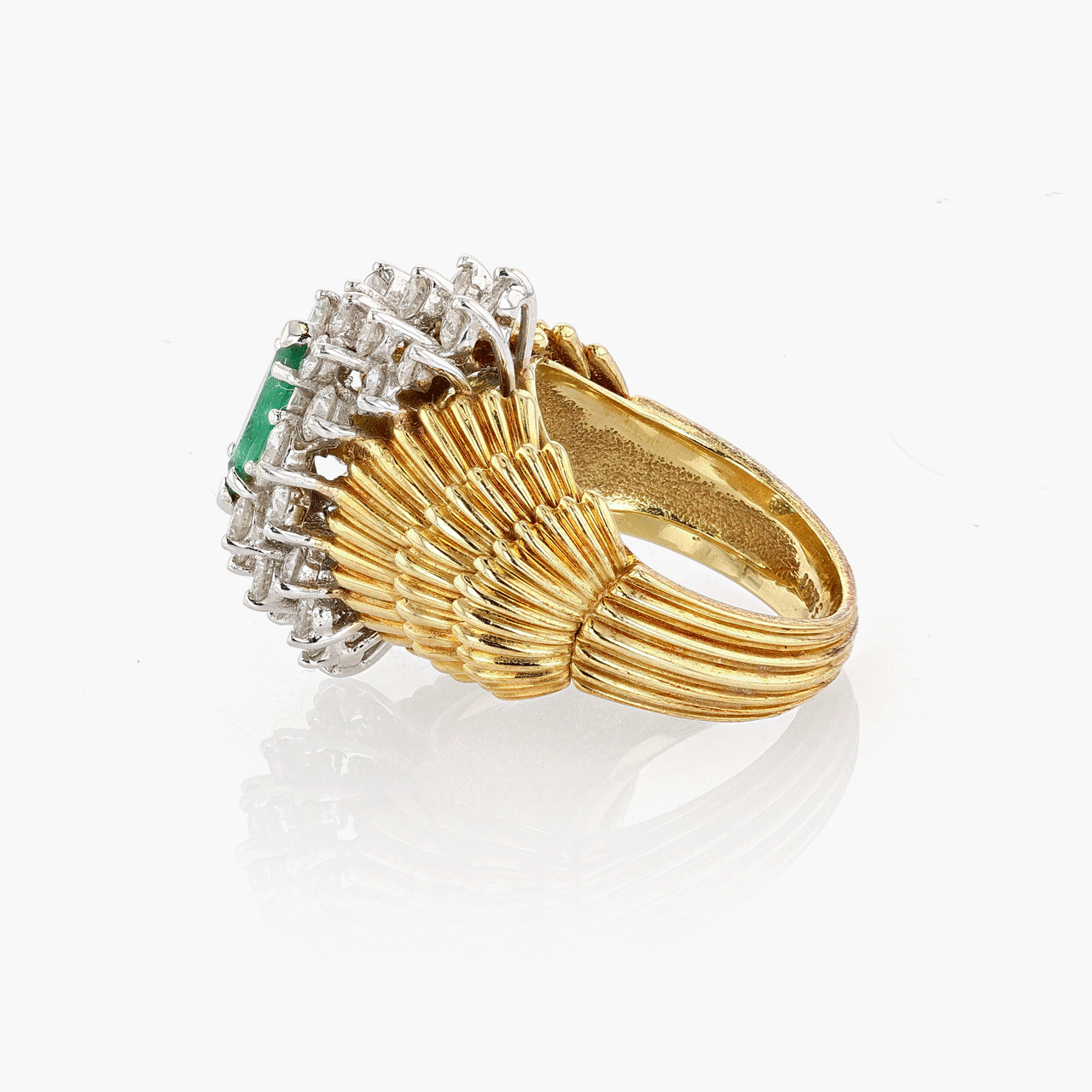 Gold, White Gold, Emerald, and Diamond Ring