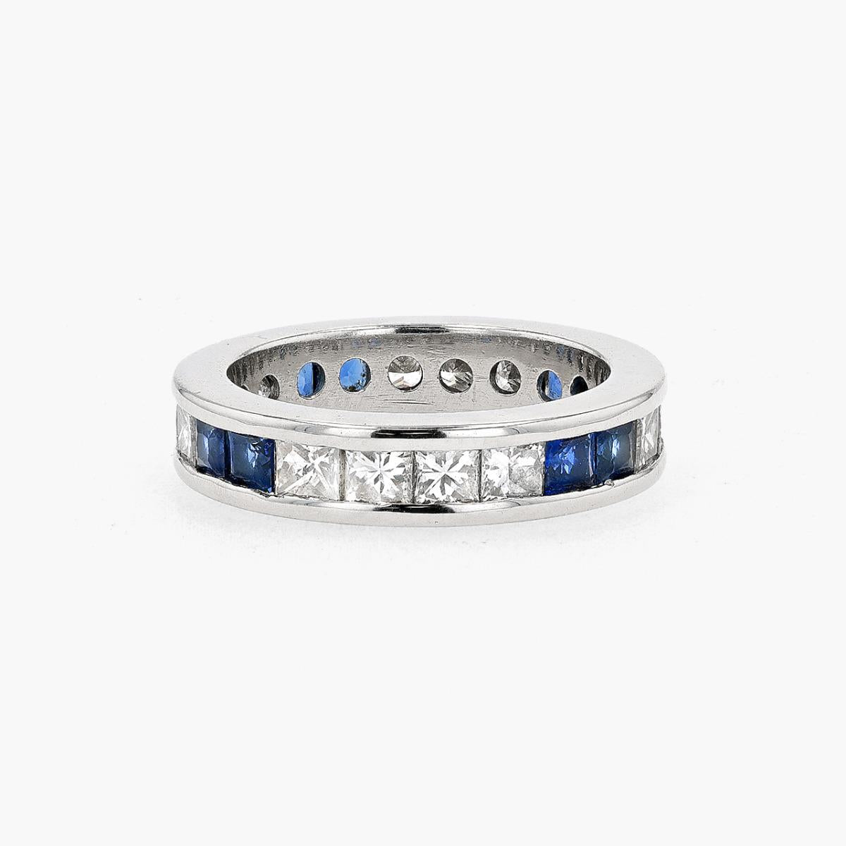 Platinum Diamond And Sapphire Eternity Band