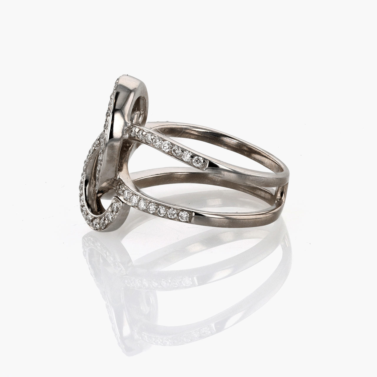 White Gold and Diamond Free Form Ring